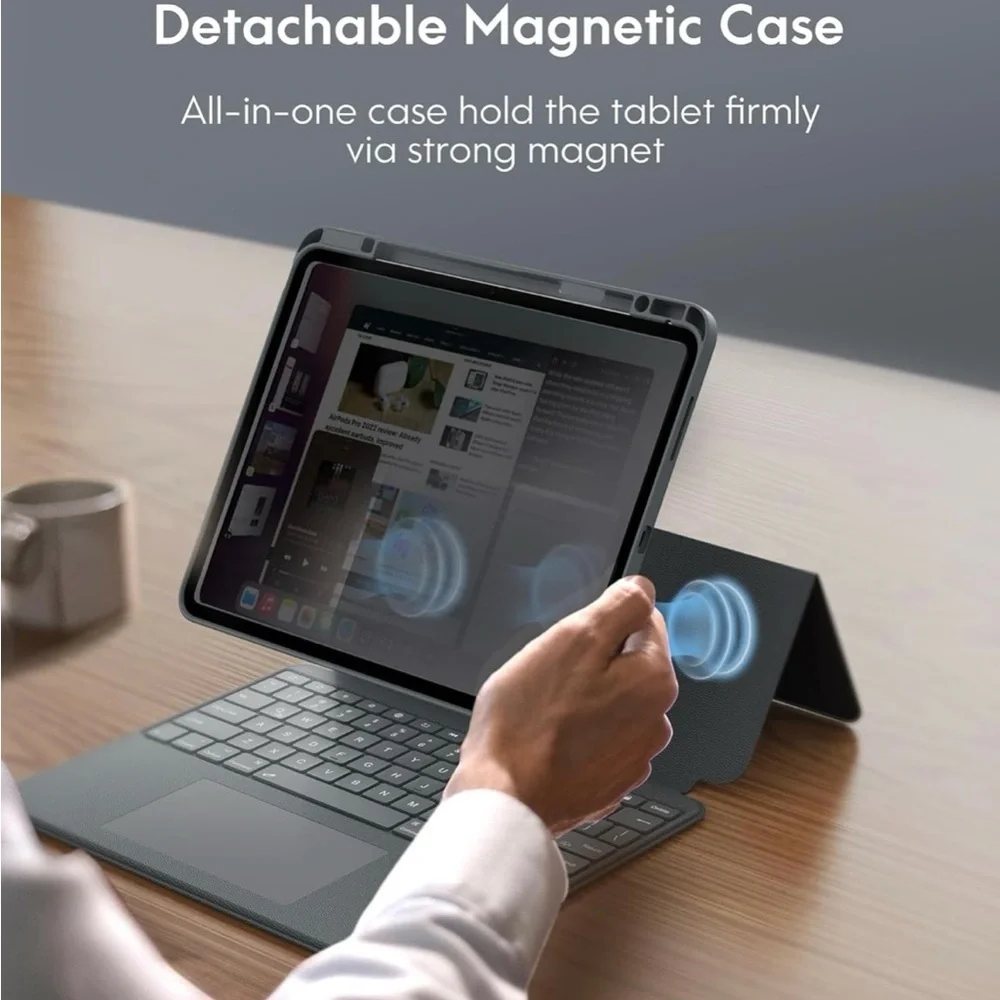 Gray Tablet Keyboard Case with Modern Design
